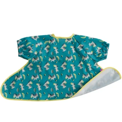 Image of Tidy Tot Spare Weaning Bib for &amp; Tray Kit. Coverall Baby Feeding with Short Sleeves. Attaches to Food Tray. Waterproof Sleeved Bibs. Mess Proof Led Bibs BLW.