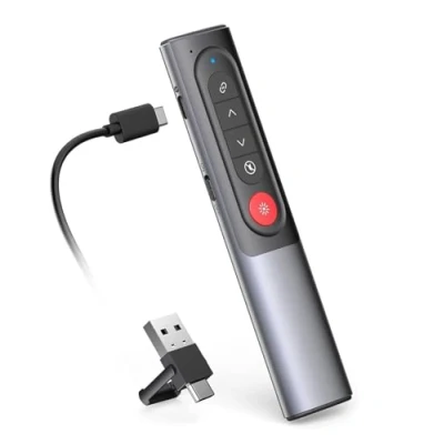Image of MOXYOY Presentation Clickers, Clicker for Powerpoint, Wireless Rechargerable Presenter Remote, with Volume Control/Hyperlink Keynote/PPT/Mac/PC/Laptop (Gray)