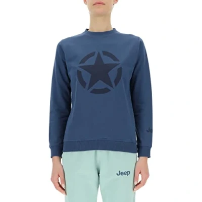 Image of JEEP O102753 Q032 J WOMAN ROUND NECK SWEATSHIRT STAR Large Print J23S Canvas Blue/Deep Blu M