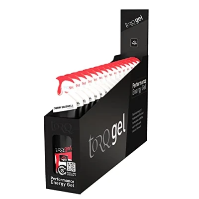 Image of Torq Energy Gels Cherry Bakewell Pack of 15 Ultimate On The Go Quick Release 30g Carbohydrates Running/Cycling/Sports 5 Key Electrolytes Natural &amp; Vegan