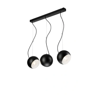 Image of Inez Bar Pendant Ceiling Light Black, 3x E27
