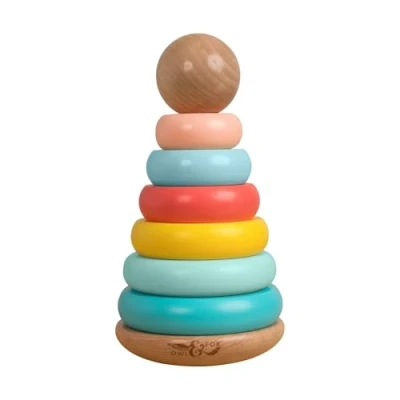 Image of Owl &amp; Fox OF213 Animal Wooden Topple Tower, Traditional Stacking Montessori Developmental Toy for Infants and Toddlers 12 Months+, FSC Certified, 19.5 (h) x 10 cm