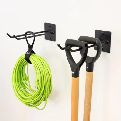 Image of StoreYourBoard Garage Garden Tool Wall Mount Hook, Organization and Storage, Shovel &amp; Rake Hangers Yard Rack, Industrial Steel Holds 50 Pounds