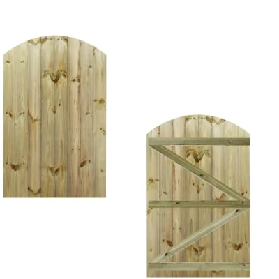 Image of Bespoke Custom Made to Measure UPTO HEIGHT: 5ft (150cm High) Tongue &amp; Groove Semi Braced Arch Top Pathway Garden Pedestrian Gate [Width Between 75CM 90CM Hinge Pack Option Removed
