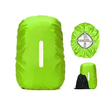 Image of LICQIC Waterproof Rain Cover for Backpack, Reflective Rucksack Outdoor, Hiking, Camping, Traveling, Cycling (Green XS 20L 30L)