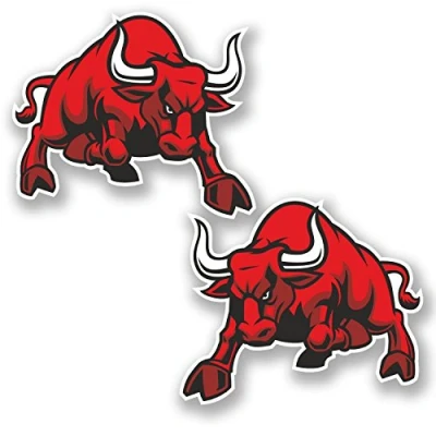 Image of 2 x 10cm Red Angry Spanish Bull Vinyl Stickers Bike Laptop Car Helmet Gift #4827 (10cm Wide 8.5cm Tall)