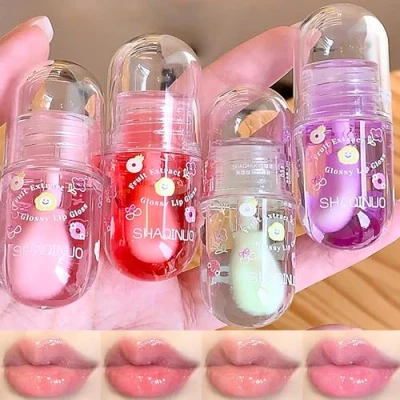 Image of 4 Pcs Lip Gloss Oil Set, Fruit Flavored Set Cute Jelly Hydrating Make Up for Kids and Teens, Kid Friendly, Party Gift, Non toxic