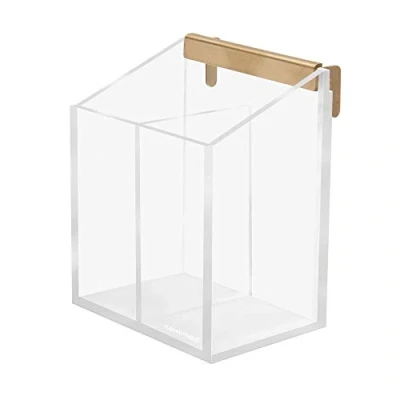 Image of russell+hazel Acrylic Wall Pencil Bloc, Clear with Gold Tone Hardware, 4.175 x 3.5 5.125