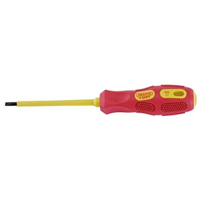 Image of Draper VDE Approved Fully Insulated Plain Slot Screwdriver, 4.0 x 100mm (Display Packed)