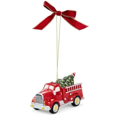 Image of Spode Christmas Tree Fire Truck Hanging Ornament