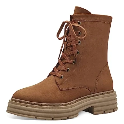 Image of MARCO TOZZI Women&#039;s 2 25287 41 Lace Boot Flat, Nut, 7.5