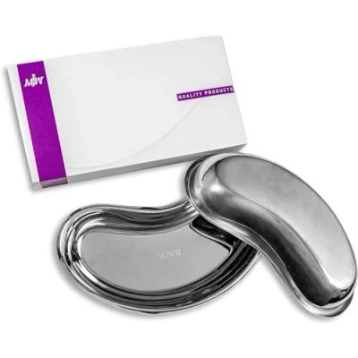 Image of MJW Surgical Kidney Dish Curved Shape 8&quot; Basin Stainless Steel Tray for Medical, Dentistry, Veterinary Use (2)