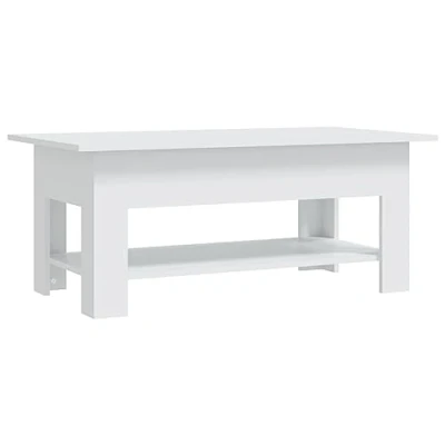 Image of vidaXL Coffee Table Home Living Room Office Furniture Modern Rectangular End Accent Sofa Couch Side Tea with Storage Shelf White Chipboard