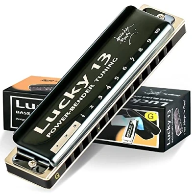 Image of East top Lucky 13 Bass Plus Blues Harmonica Holes Diatonic Harp Mouth Organ Professional Musical Instruments PowerBender G key for Adults