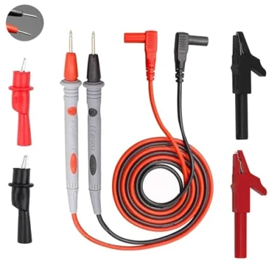 Image of Multimeter Test Leads and 4Pcs Alligator Clips, Precision Sharp Lead 1000V 20A Digital Multi Meter Clamp Tester Probe Probes Leads, Extension, Accessories