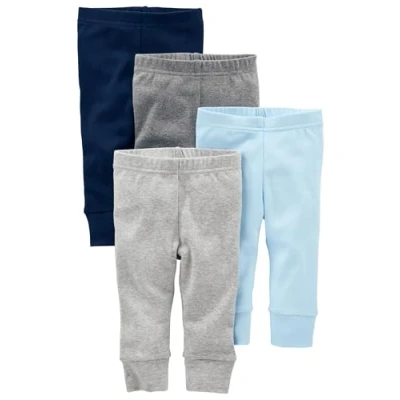Image of Simple Joys by Carter&#039;s Baby 4 Pack Neutral Pant, Blue/Grey/White, Premature (Pack of 4)