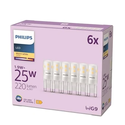 Image of PHILIPS LED Classic G9 Capsule Light Bulb 6 Pack [Warm White 2700K G9] 25W, Non Dimmable. for Home Indoor Lighting
