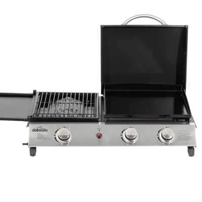 Image of Dellonda 2+1 Burner Portable Gas Plancha/Grill 8.5kW Hot Plate BBQ Griddle, Stainless Steel DG276