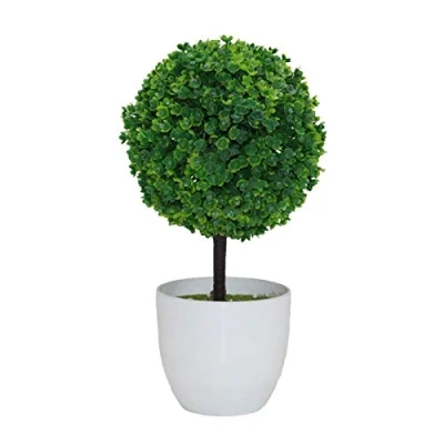 Image of RSTYS Artificial Potted Plants,Mini Topiary Shrubs Plastic Plant,Artificial Ball Shaped Tree Fake Fresh Green Grass for Indoor outdoor Home Office Decorations