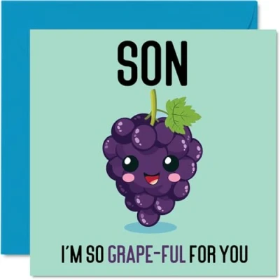 Image of Thank You Cards for Son Grape Ful Funny Happy Birthday Card from Mum Dad, Gifts, 145mm x Joke Greeting Men Him