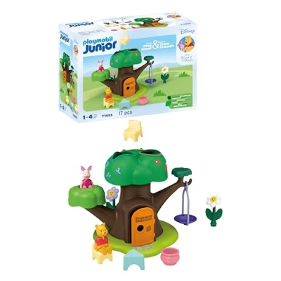 Image of Playmobil 71693 JUNIOR &amp; Disney: Winnie the Pooh&#039;s Piglet&#039;s Tree House, including swing, sustainable toy made from plant based plastics, gifting toy, play sets suitable for children ages 1+