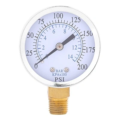 Image of Pressure Gauge, 0 200PSI 14bar 1/4&quot;NPT Thread Lower Mount Air Compressor Hydraulic gauge for Fuel Oil Water,pressure