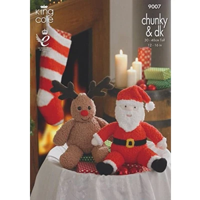 Image of King Cole Santa and Rudolph Toys Stocking Knitting Pattern 9007
