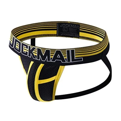 Image of JOCKMAIL Mens Underwear Briefs Mesh Jock Strap Sexy (M, Yellow)
