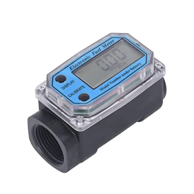Image of Turbine Flow Meter, Digital Fuel Flowmeter, Display Flowmeter with Battery for Measure Diesel Kerosene Gasoline(1 Inch)(Blue)