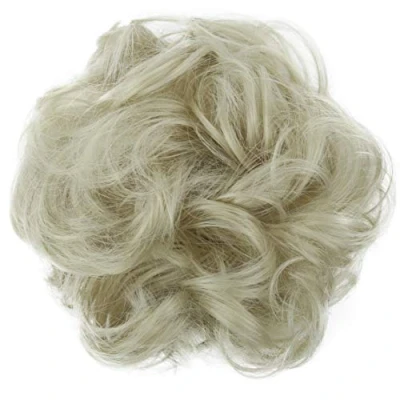 Image of CAISHA Messy Scrunchie Bun Voluminous Wavy Hairpiece Heat resistant Synthetic Fibres Light Blonde G17A