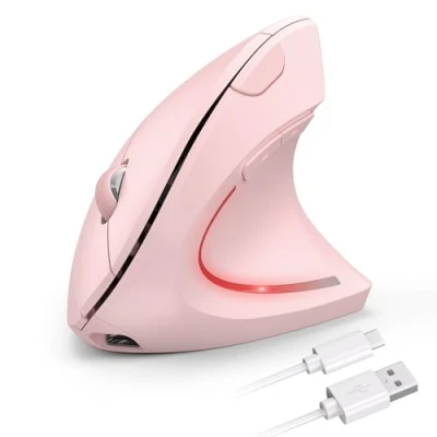 Image of TECKNET Ergonomic Mouse, 2.4G Wireless Mouse Rechargeable, 4800 DPI Vertical 6 Button Silent Mice with 5 Adjustable Levels DPI, USB Receiver, Cordless Computer Optical Device for Laptop, PC, Mac