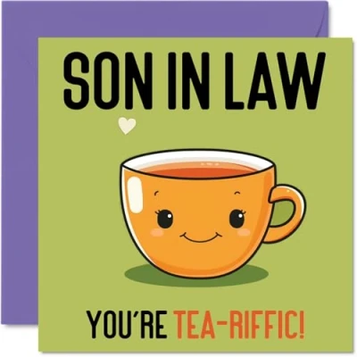 Image of Birthday Cards for Son in law Tea riffic Funny Happy Card from Mum Dad Law, Gifts, 145mm x Joke Greeting Men Him