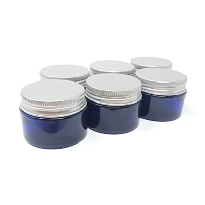 Image of Aura 30ml Blue Glass Jars with Silver Lids Pack of 6