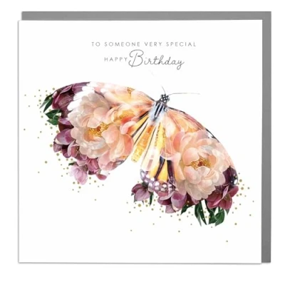 Image of Lola Design Wildlife Botanical Greeting Cards Blank and Envelopes Orange Butterfly Card To Someone Very Special