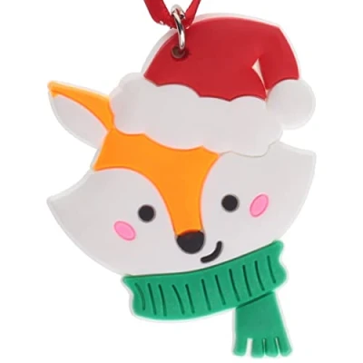 Image of Cute Fox Hanging Christmas Tree Decoration Silicone Ornament Novelty Bauble Stocking Filler Secret Santa Colourful Multicoloured Small Gift Funny