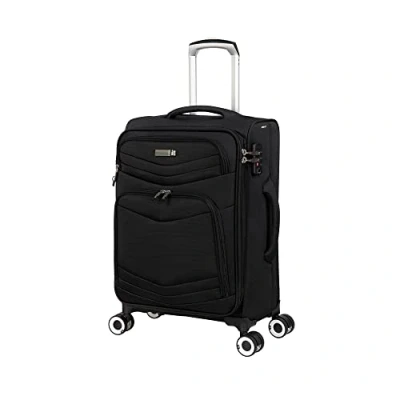 Image of it luggage Intrepid 22&quot; Softside Carry on 8 Wheel Expandable Spinner with TSA Lock, Black, 22&quot;, Lock