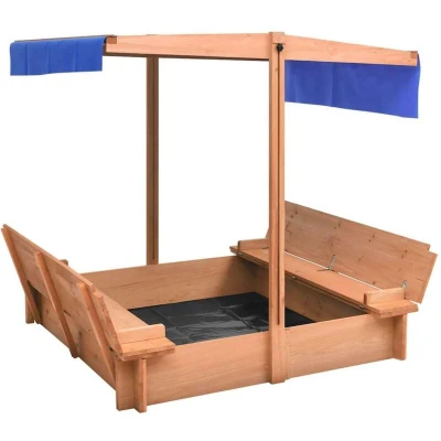 Image of vidaXL Sandbox with Roof Firwood 112x112x112 cm