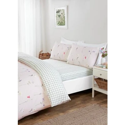 Image of Rapport home Niamh Microfibre Full Bedding Set Double Multi Reversible Duvet Cover, Fitted Sheet with matching Pillowcases