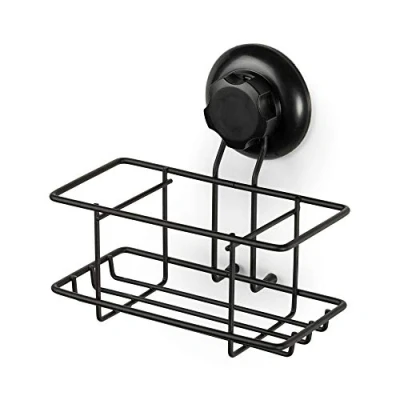 Image of Compactor Bestlock Wall Mounted Shower Rack, Suction Cup Mounting, Supports up to 6 kg, 16.4 x 10.5 H.15.5 cm, Black, RAN9786