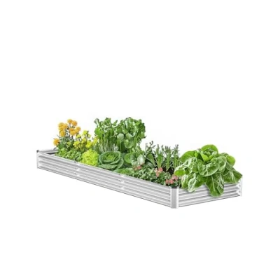 Image of VEVOR Metal Raised Garden Bed, 12 x 4 1 ft Outdoor Galvanized Planter Box, with Open Bottom, Large Bed for Gardening Vegetables, Flowers, Herbs, and Succulent Plants, Silver