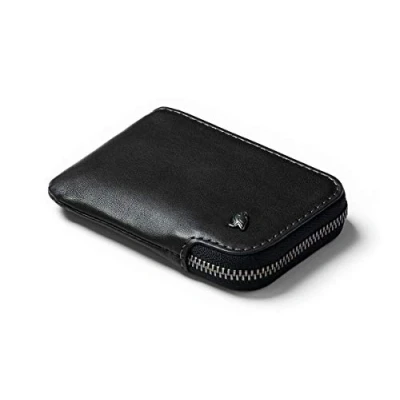 Image of Bellroy Card Pocket (Small Leather Zip Holder Wallet, Holds 4 15 Cards, Coin Pouch, Folded Notes) Black
