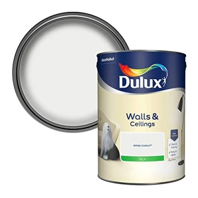 Image of Dulux Silk Emulsion Paint For Walls And Ceilings White Cotton 5 Litres