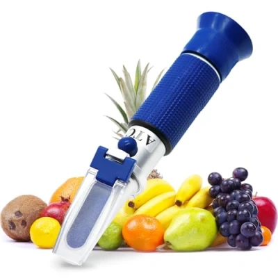 Image of AMTAST Brix Refractometer with ATC for Liquid Fruit Canned Food Sugar Content Test 0 32% Automatic Temperature Compensation