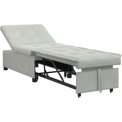 Image of vidaXL Sofa Bed 3 in 1 Pull Out Design Light Grey Velvet