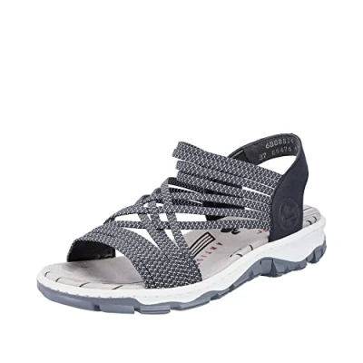 Image of Rieker Womens Black Stretch Strappy Sandals Size 7 UK