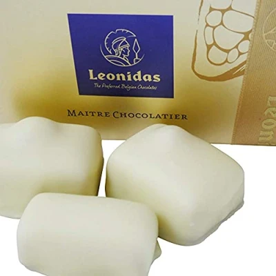Image of White Leonidas Manon Chocolates, 10 Belgian Buttercream Coffee Chocolates in Gift Box