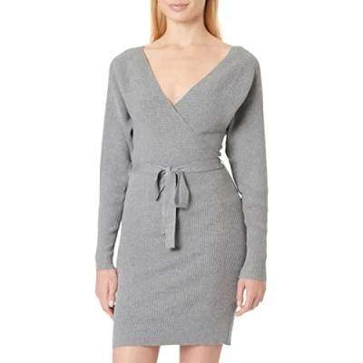 Image of VERO MODA Women&#039;s Vmhollyrem LS V Neck Dress Ga Noos, Medium Grey Melange, L