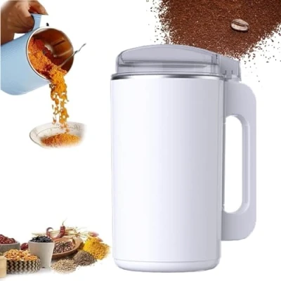 Image of ERSDM Electric Grain Grinder Mill,600G Coffee Bean Grinder,Portable Household Small Automatic Grinding Machine Pulverizer for Bean/Nut/Spice/Coffee (Color : White)