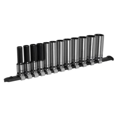 Image of Sealey Premier Socket Set Deep 12pc 3/8&quot;Sq Drive Metric Black Series