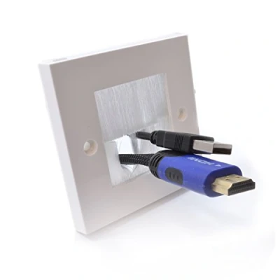 Image of kenable™ kenable Brush Faceplate for Cable Exit/Wall Outlet UK Single Gang White, Mixed